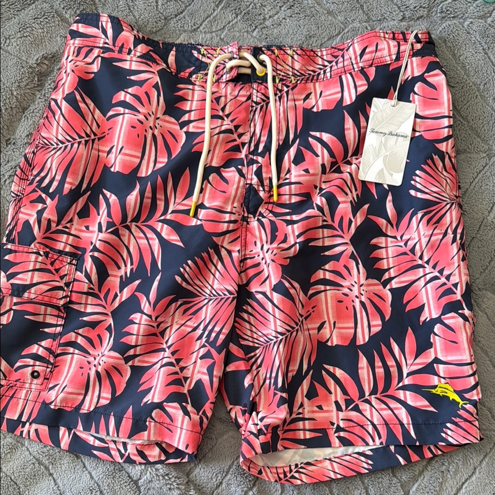 Men's Tropical Pink and Navy Swim Shorts